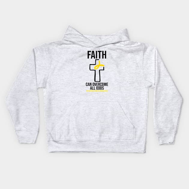 Childhood Cancer Awareness - Faith Can Overcome All Odds Kids Hoodie by BDAZ